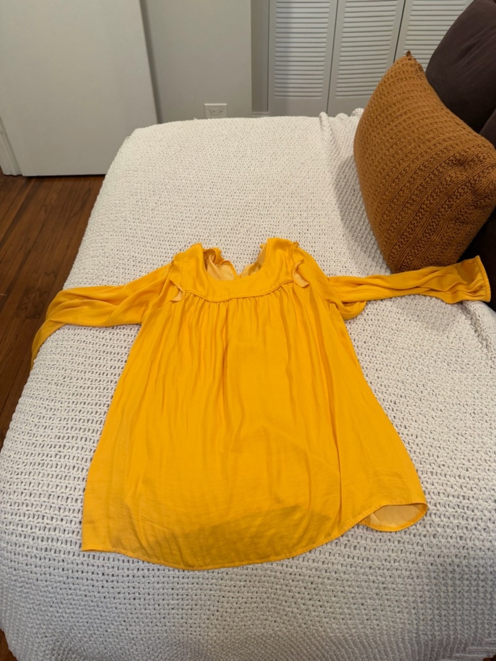 LOFT Yellow Cold-Shoulder Scoop Neck Blouse